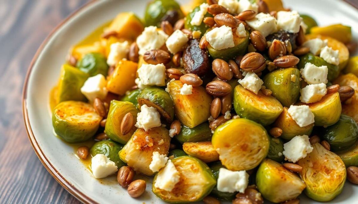 Choux de Bruxelles rôtis aux pommes et feta : une recette délicieuse