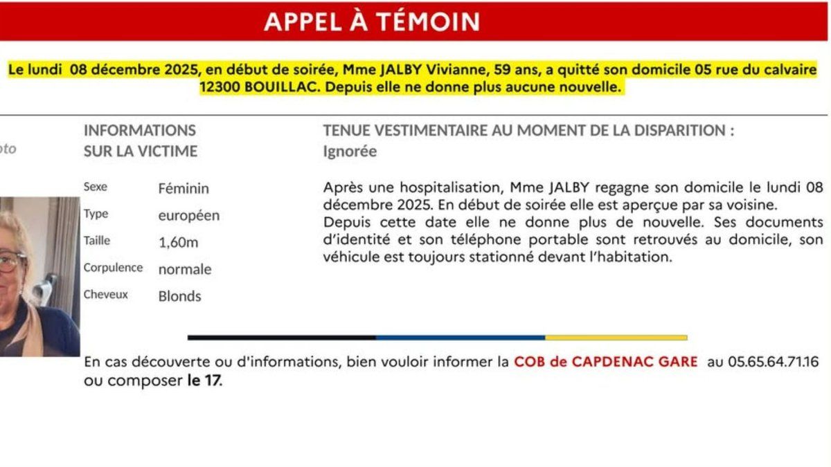Une enquête en cours après la disparition inquiétante d'une sexagénaire à Bouillac