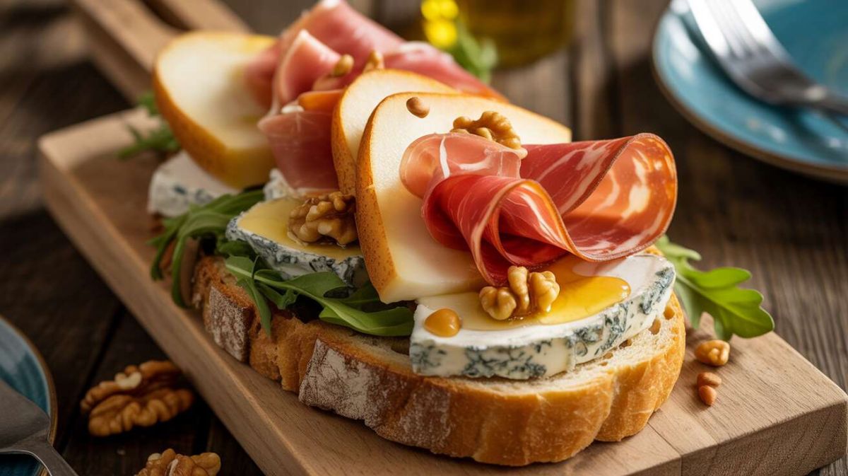 Tartines au fromage, poire et coppa : une expérience culinaire raffinée