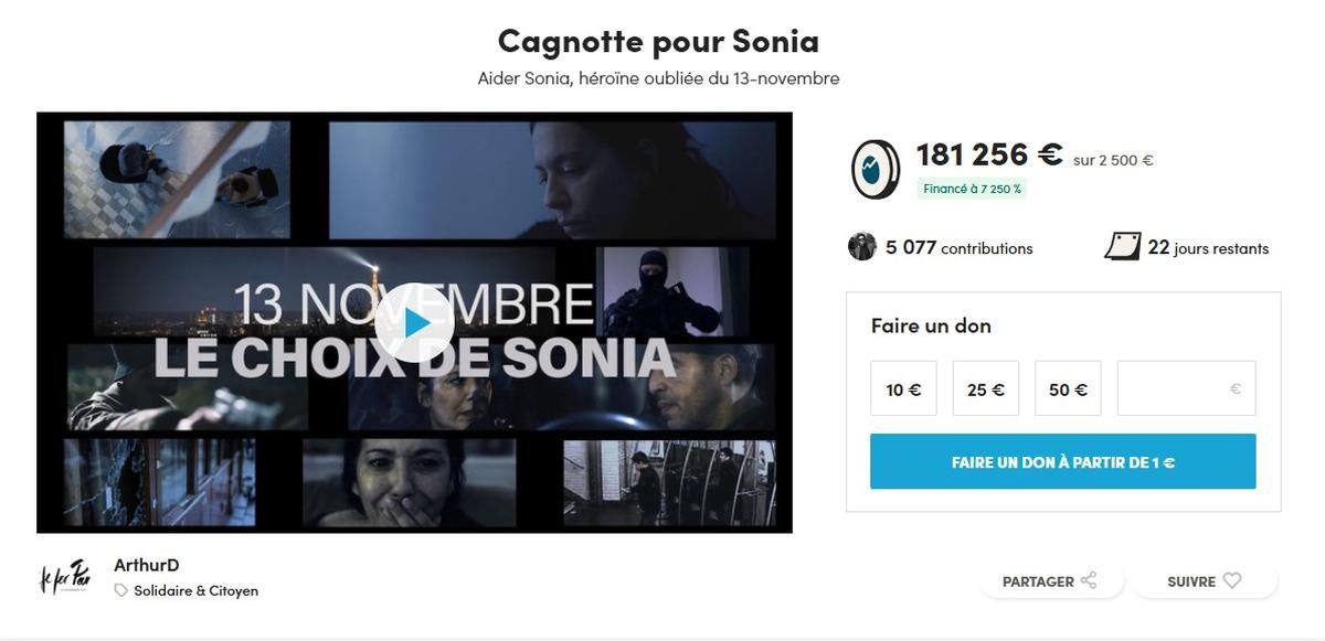 L'élan de solidarité pour Sonia, héroïne des attentats, dépasse les attentes