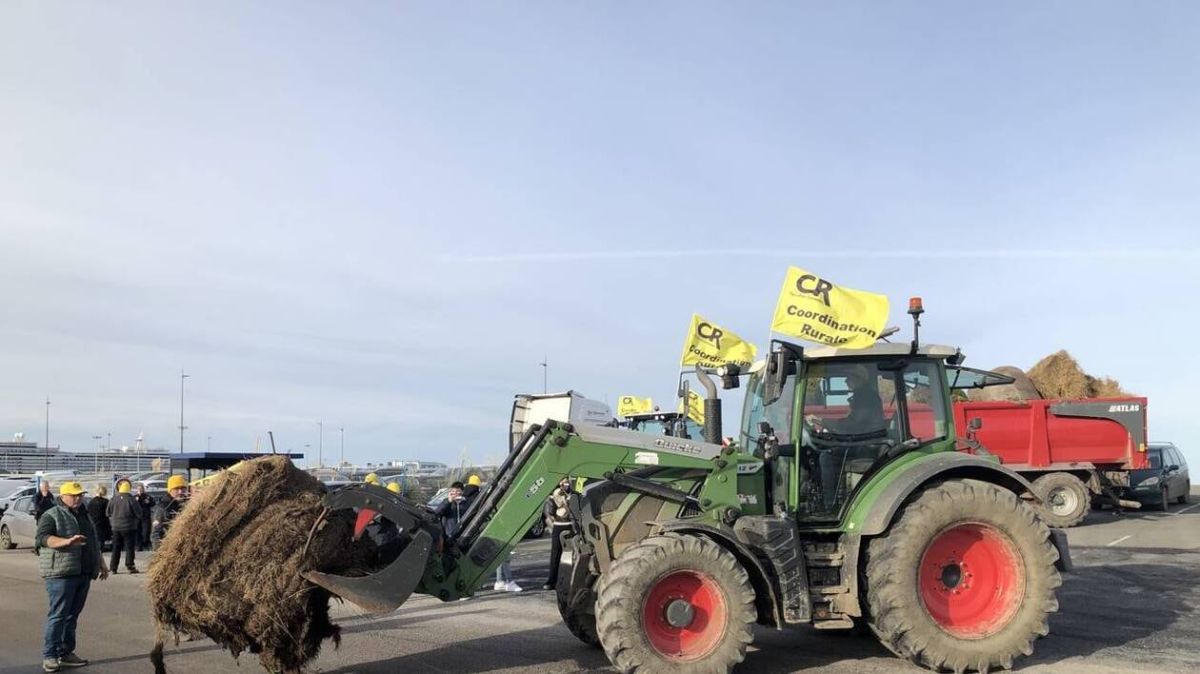 Les agriculteurs en colère bloquent le port de Cherbourg