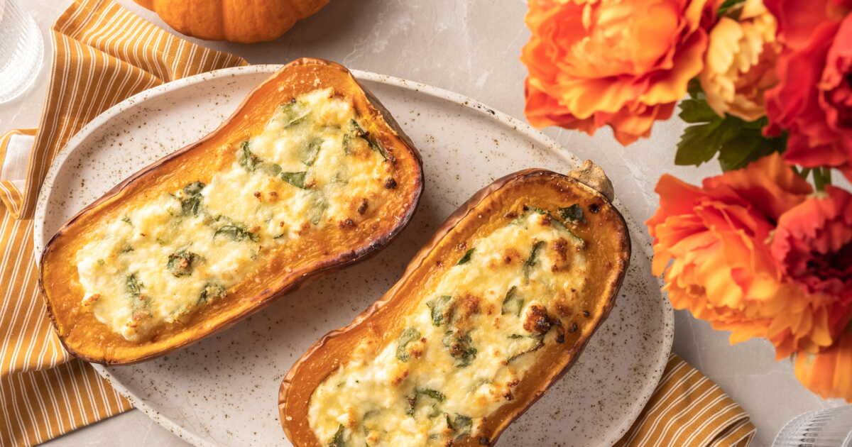 Un régal d'hiver : butternut farcie à la feta