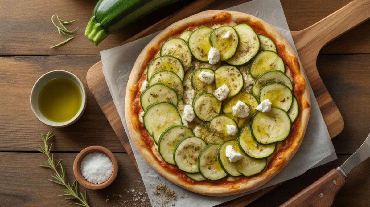Une pizza délicieuse aux courgettes et chèvre frais à essayer absolument