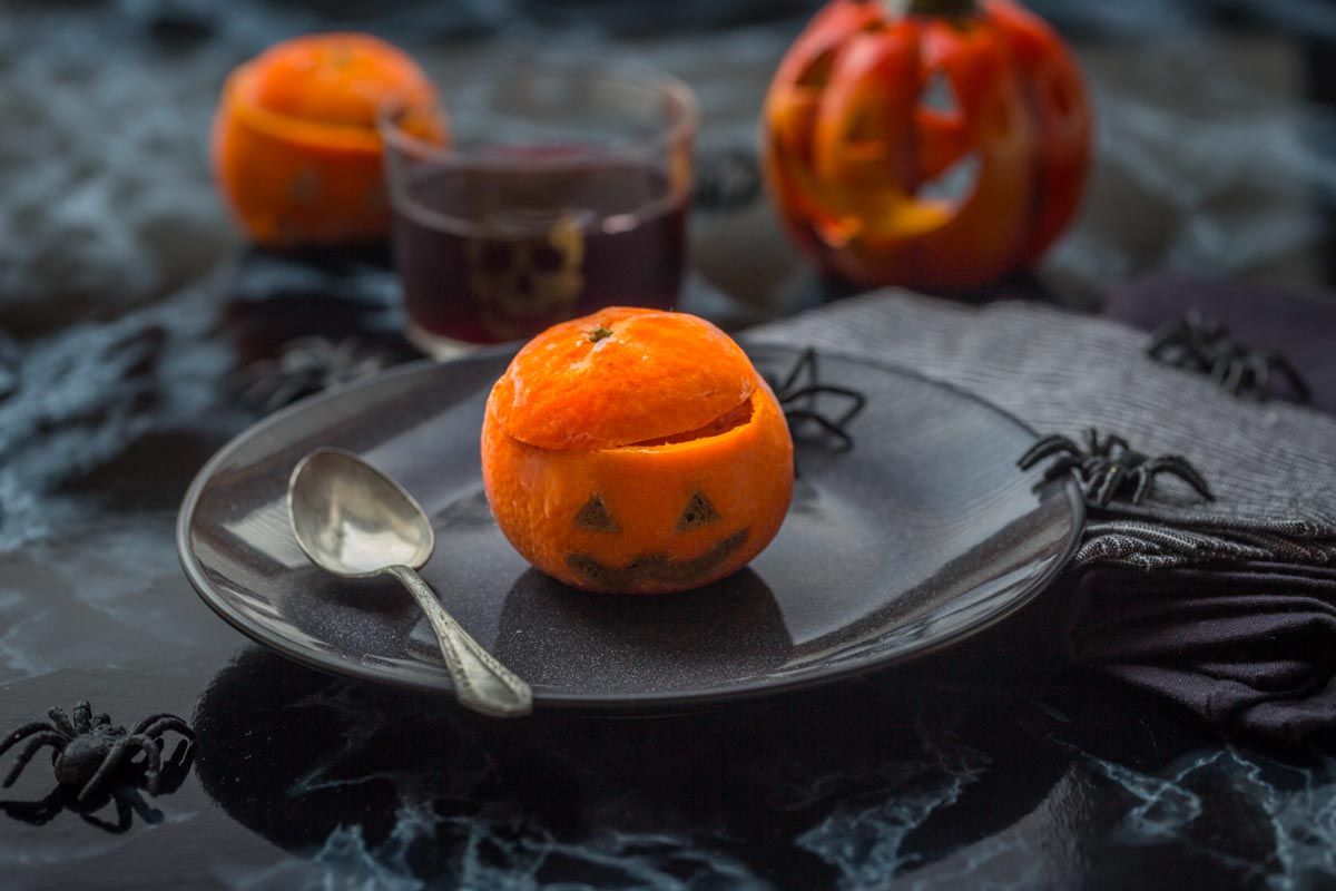 Clémentines à la mousse au chocolat façon Jack o'lanterne