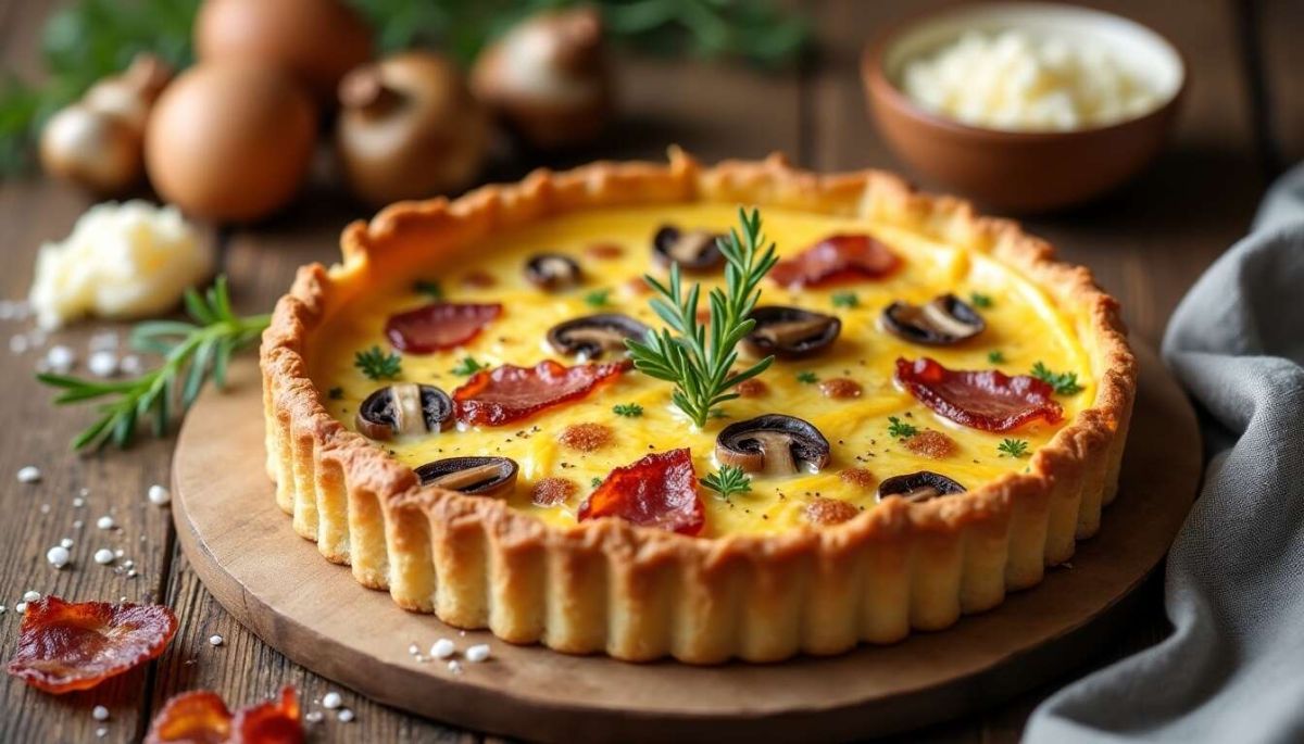Savourez l'automne avec une délicieuse quiche aux champignons et lardons