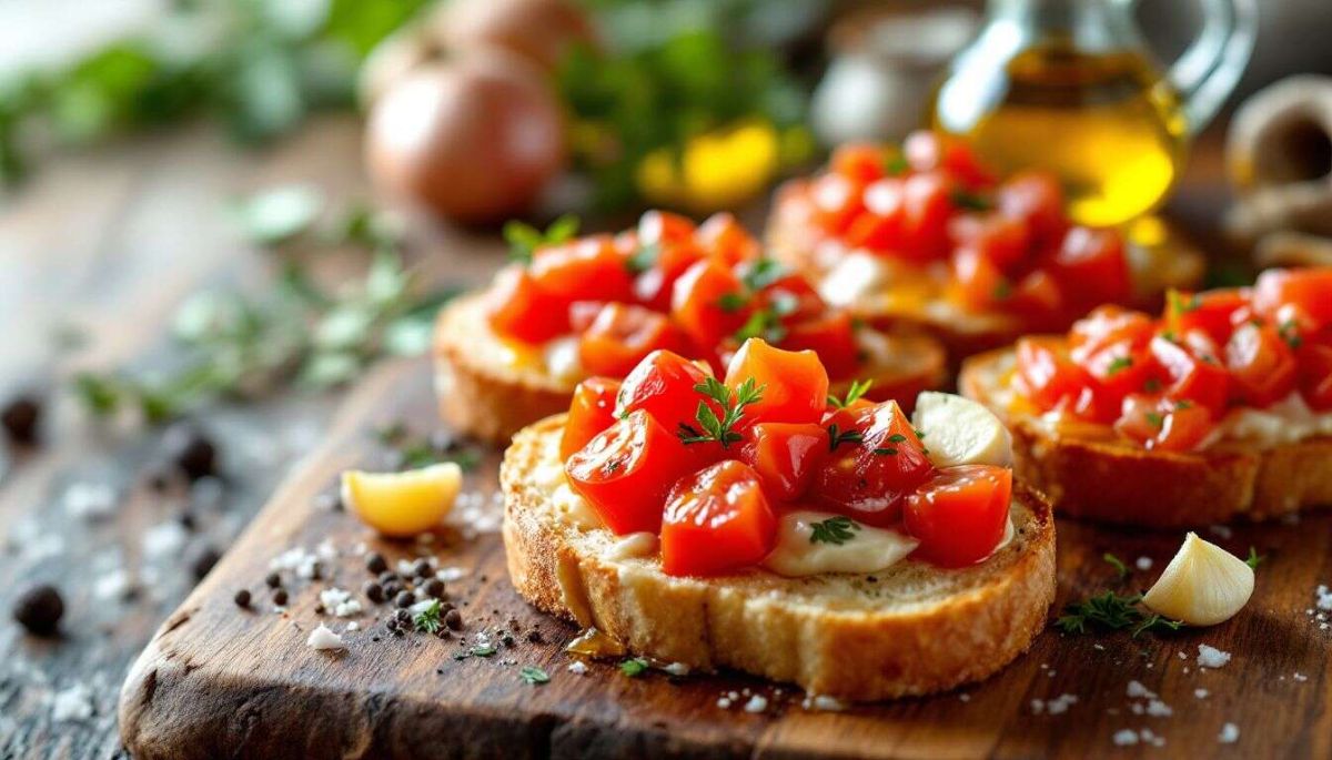 Recette de bruschettas à la tomate et à l'ail