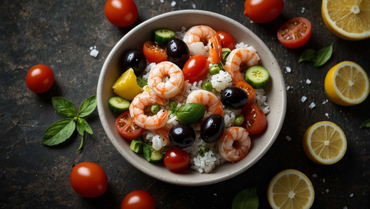 une salade de riz aux crevettes pour un été frais et savoureux