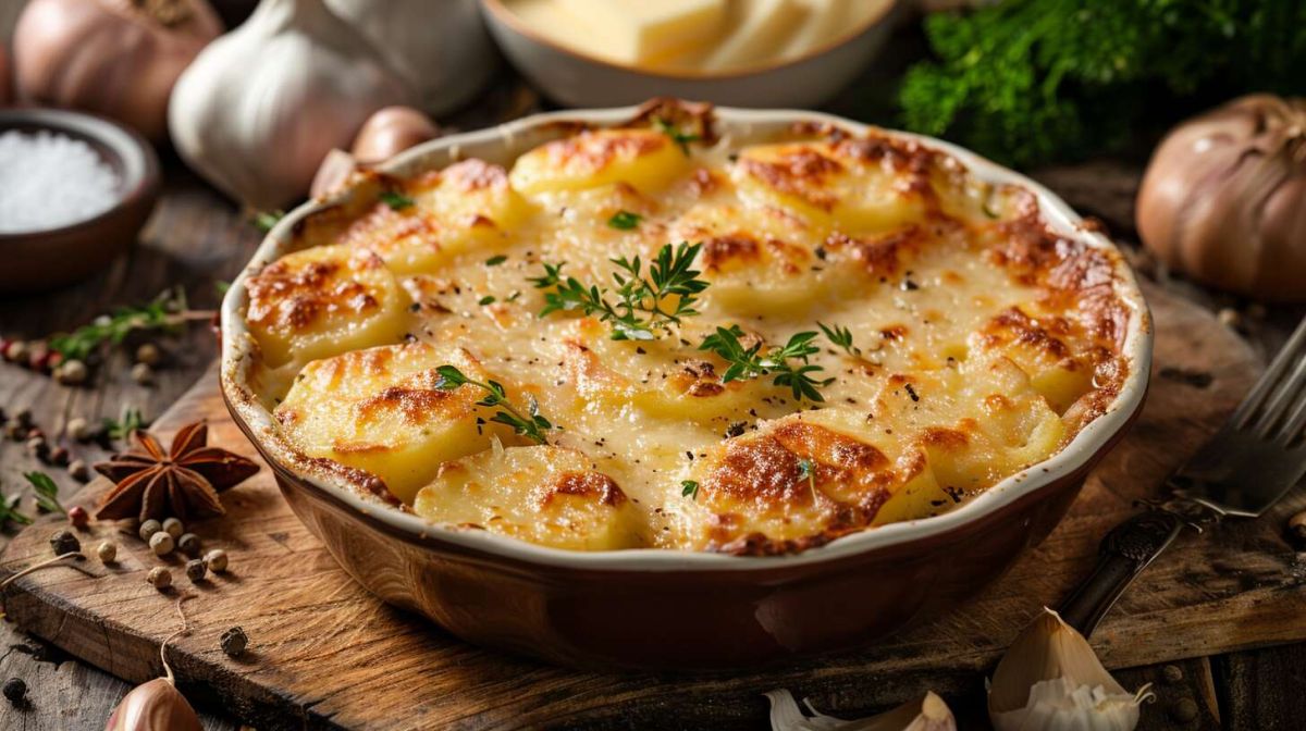 Savourez un gratin de pommes de terre à la cancoillotte, un délice franc-comtois