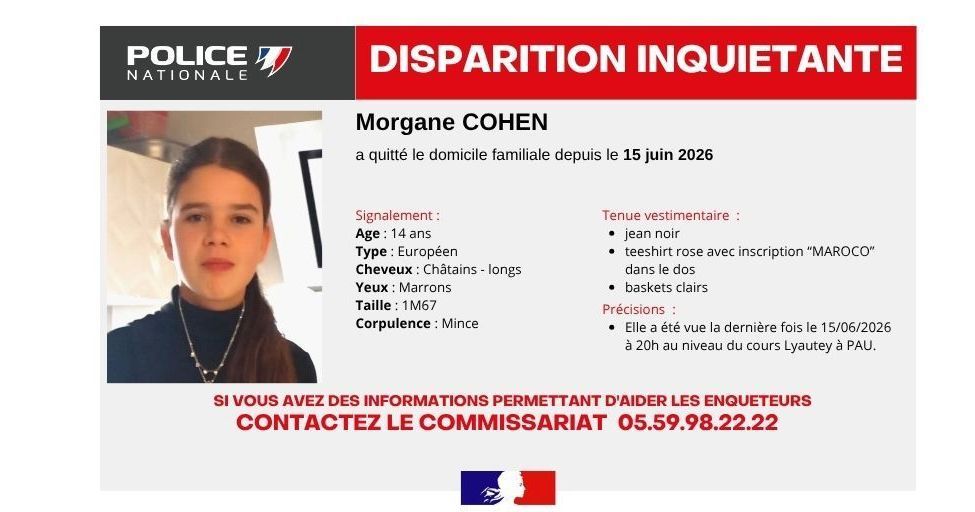 Avis de recherche : une adolescente disparue à Pau suscite l'inquiétude