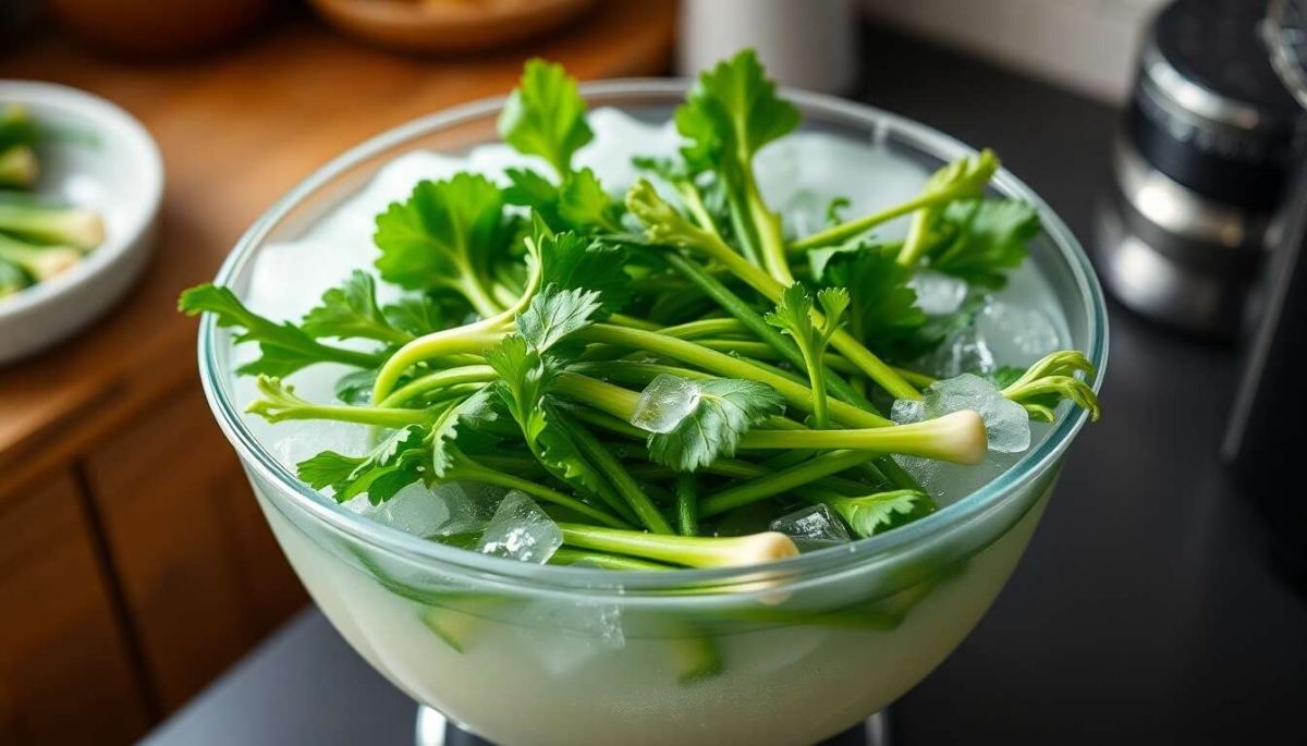 Le bain d'eau glacée : un allié pour des légumes verts éclatants