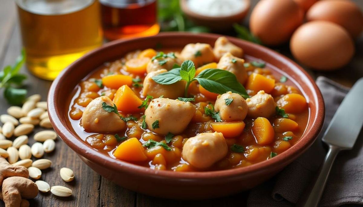 Découvrez la recette du tajine de poulet aux abricots et amandes