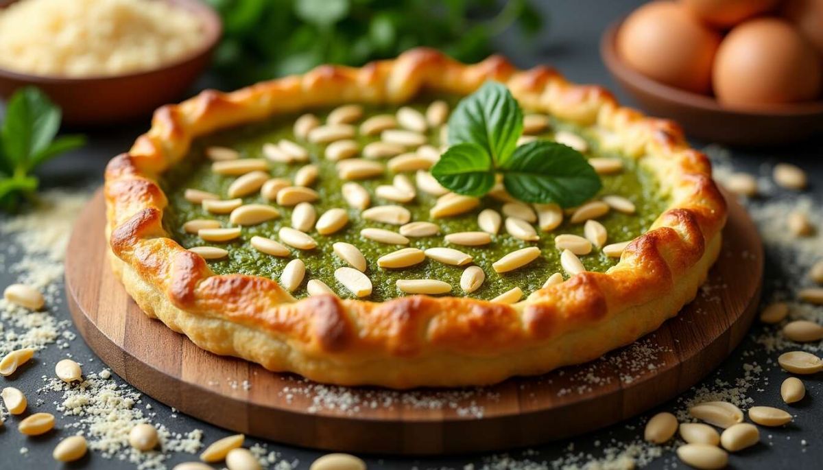 Tarte soleil au pesto et pignons : recette savoureuse et facile